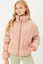 Mauve Long Sleeve Fluffy Puffer Jacket