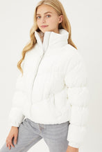 White Long Sleeve Fluffy Puffer Jacket