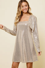 Gold Long Sleeve Sequin Dress with Cardigan