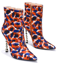 Print Womens Pointy Toe Side Zipper Dress Boots