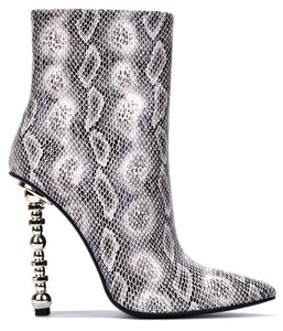 Snake Womens Pointy Toe Side Zipper Dress Boots
