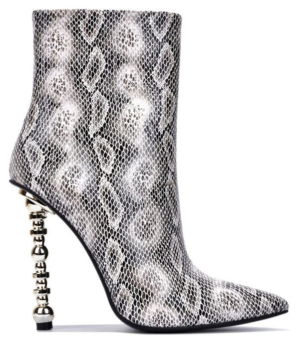 Snake Womens Pointy Toe Side Zipper Dress Boots