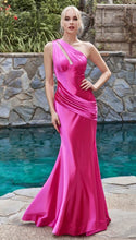 Fuchsia Satin Fitted One Shoulder Dress Prom Dresses, Bridesmaid Dresses, Party Dress