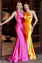 Yellow Satin Fitted One Shoulder Dress Prom Dresses, Bridesmaid Dresses, Party Dress