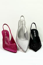 Silver Rhinestone Pointed Toe Fashion Mid-heel Women's Shoes