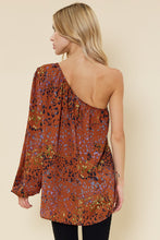 Rust Multi Leopard Printed One Sleeve Top