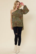 Olive Multi Leopard Printed One Sleeve Top