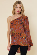 Rust Multi Leopard Printed One Sleeve Top