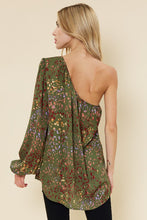 Olive Multi Leopard Printed One Sleeve Top