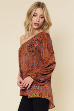 Rust Multi Leopard Printed One Sleeve Top