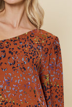 Rust Multi Leopard Printed One Sleeve Top