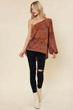 Rust Multi Leopard Printed One Sleeve Top