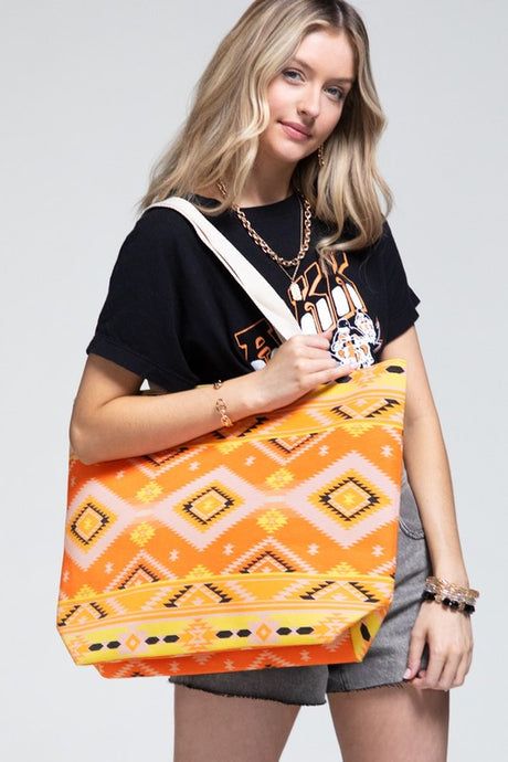 Tangerine(ye) Ethnic Print Tote Bag