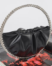 Black Round  Rhinestone Evening Clutch Bag