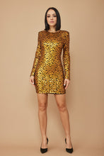 Gold Patterned Sequins Fashion Dress