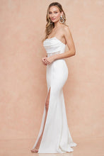 White Ladies Strapless Slit Side Maxi Dress