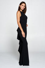 Black Ruffle Bow Maxi Dress Gown