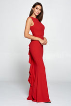 Red Ruffle Bow Maxi Dress Gown