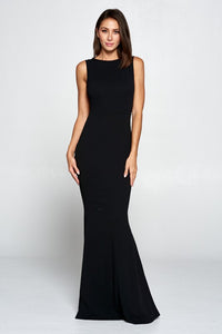 Black Ruffle Bow Maxi Dress Gown