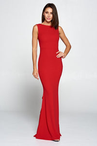 Red Ruffle Bow Maxi Dress Gown
