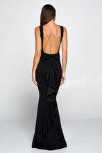 Black Ruffle Bow Maxi Dress Gown