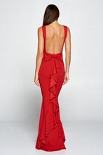 Red Ruffle Bow Maxi Dress Gown