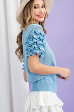 Light Blue Tiered Ruffle Sweater Top