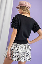Black Tiered Ruffle Sweater Top