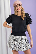 Black Tiered Ruffle Sweater Top