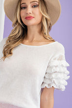 Off White Tiered Ruffle Sweater Top