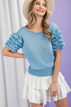 Light Blue Tiered Ruffle Sweater Top