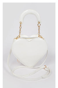 White Enamal Heart Shape Crossbody Bag