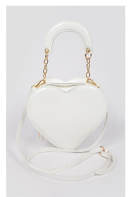 White Enamal Heart Shape Crossbody Bag