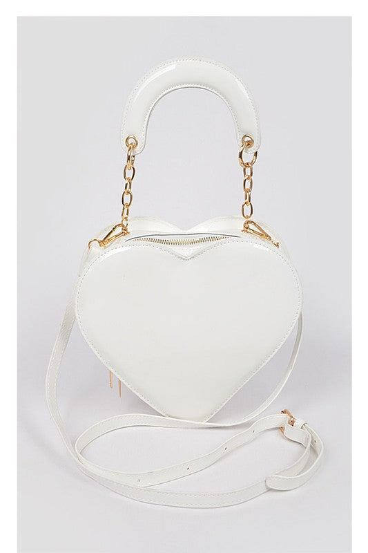 White Enamal Heart Shape Crossbody Bag