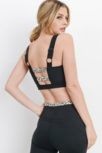 Black Print Striped Sports Bra