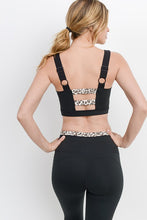 Black Print Striped Sports Bra