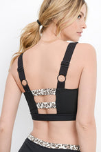 Black Print Striped Sports Bra