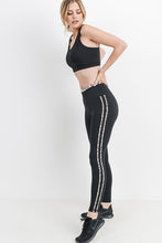 Black Print Striped Sports Bra