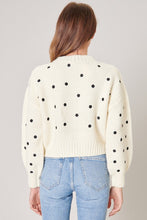 Cream-Black Minnie Embroidered Dot Sweater