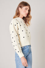 Cream-Black Minnie Embroidered Dot Sweater