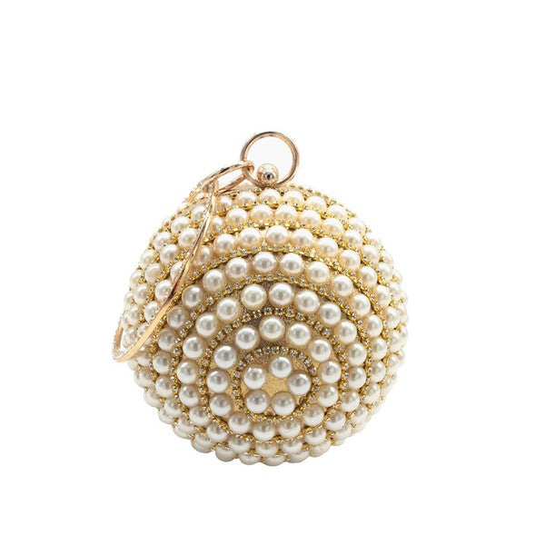 Gold Pearl Ball Evening Bag