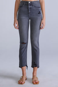 Gray High Rise Ankle Skinny Women Jeans