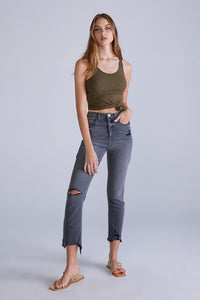 Gray High Rise Ankle Skinny Women Jeans
