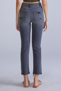 Gray High Rise Ankle Skinny Women Jeans