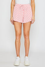 Pink Checkered Print Woven Shorts