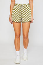Green Checkered Print Woven Shorts