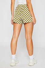 Green Checkered Print Woven Shorts
