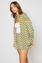Green Checkered Print Woven Shorts