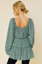 Green Printed Babydoll Blouse