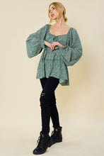 Green Printed Babydoll Blouse